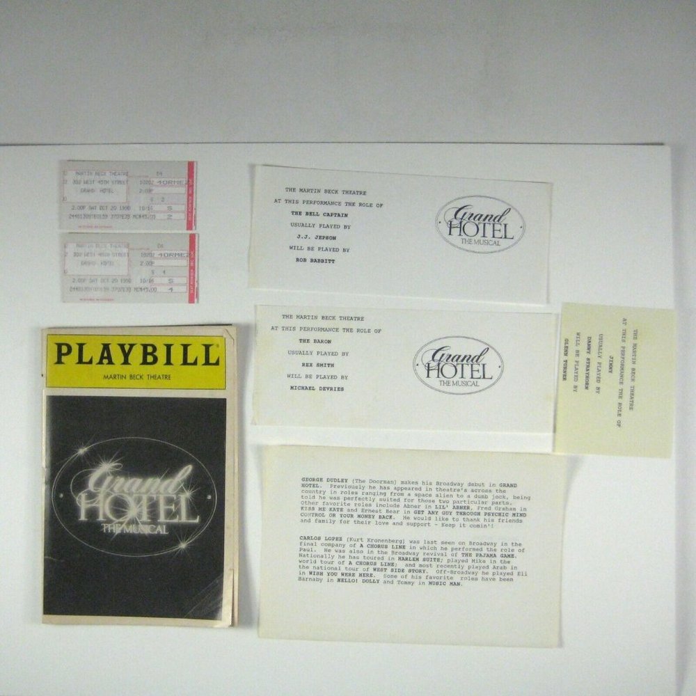 Grand Hotel Playbill 1990 Kathi Moss Liliane Montevecchi Ticket Musical Movie